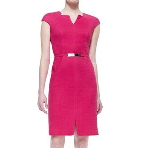 DAVID MEISTER Cap Sleeve Belted Sheath Dress Pink size 4